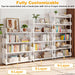 6-Tier Tall Open Bookshelf, 31.5" Modern Display Bookcase Shelf with Top Edge and Pipe Metal Frame, Industrial Standing Bookshelves Storage Rack Organizer for Living Room, Home Office, White