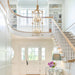 Gold Multilayered Cage Chandelier For Elevated Ceilings