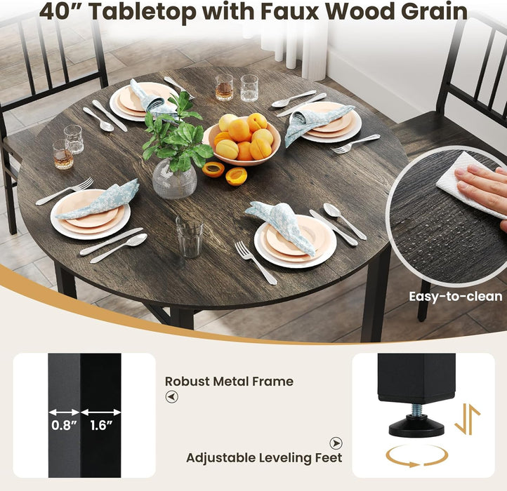 FortyInch Round Dining Table With StorageShelf Gray