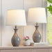 Table Lamp Set of 2, Modern Ceramic Bedside Lamps for Night Stands, Classic Small Lamp Nightstand Lamp for Bedroom Living Room Desk End Table Rocker Swtich Grey