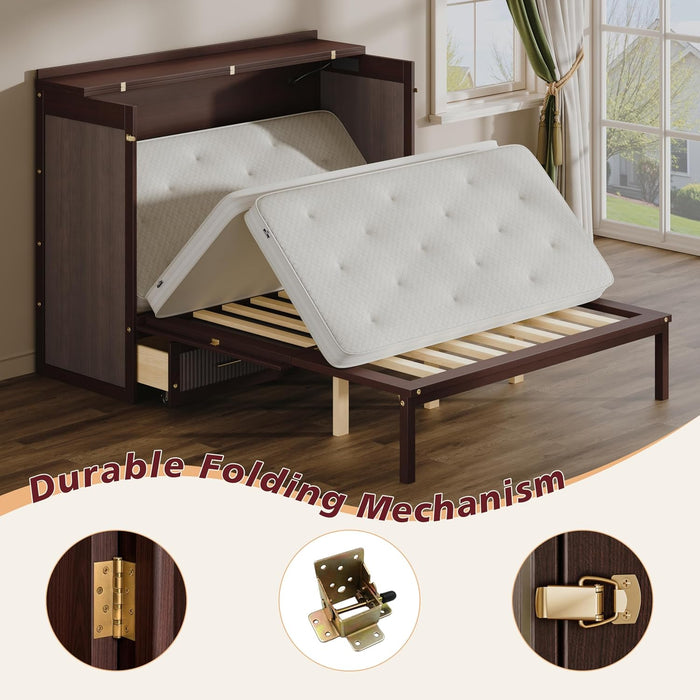 Queen Murphy Bed Cabinet With HiddenStorageDrawers