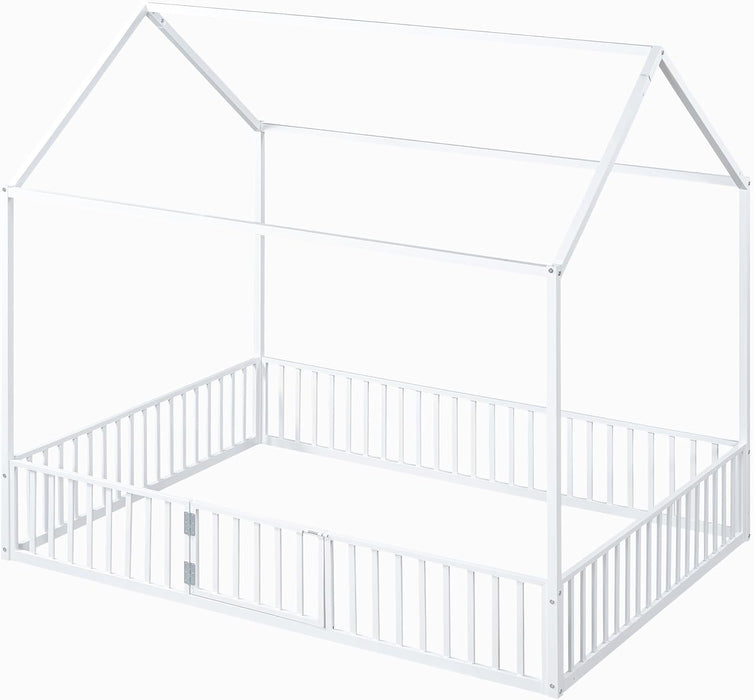 Premium PowderCoated Metal Montessori Floor Bed White