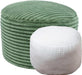 Stuffed Ottoman with High Density Foam Filler Plush Fiber Pouf Stool round Foot Stool Storage Ottoman 20 * 12''Floor Pouf Foot Rest for Living Room (Green)