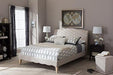Fayana French Classic Modern Style Beige Linen Fabric Platform Bed, Queen, Off-White