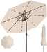 10FT Solar Umbrella 32 LED Lighted Patio Umbrella Table Market Umbrella W/Tilt and Crank, Uv-Resistant Outdoor Umbrella for Pool, Garden, Deck, Beige