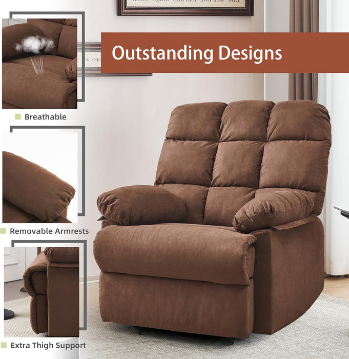 Overstuffed Rocking Recliner Sofa for Adults