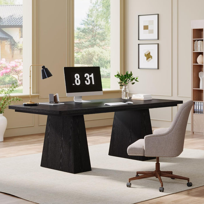63-Inch Modern Executive Desk Featuring Dual Pedestal