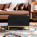 Large Velvet Ottoman, Upholstered Padded Cushion Ottoman Table, Large Foot Rest for Living Room - Black