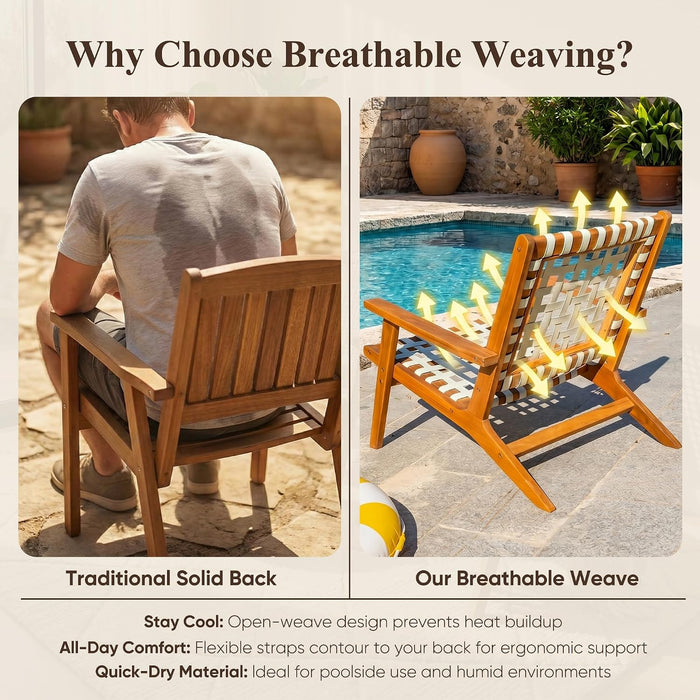 Adirondack Chairs Set of 2, PE Leather Outdoor Chairs with Cushions