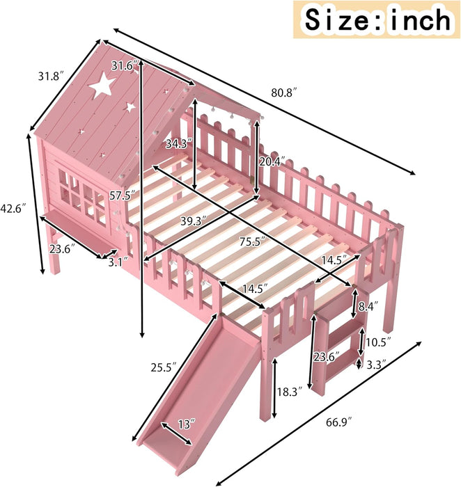 Pink Twin Loft Bed With PremiumLEDLighting Modules