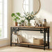 70.9" Long Console Table, 2-Tier Long Narrow Console Table behind Couch for Display with Central Support Frame, Industrial Long Entryway Table for Entryway and Living Room