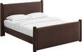 Rael Queen Platform Bed Frame with Upholstered Headboard and Footboard in Chocolate Brown – Stain-Resistant Performance Velvet Queen Size Bed with Rounded Posts