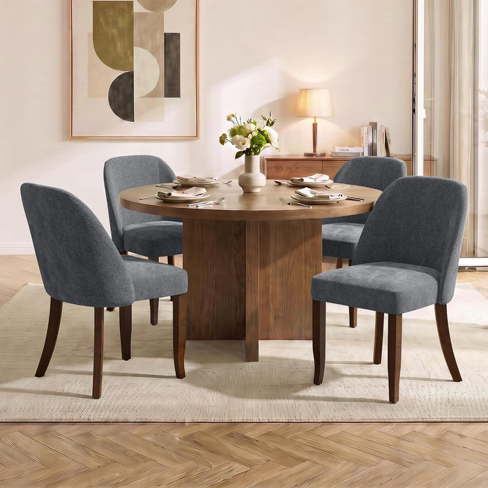 Dining Chairs Set of 4, Upholstered Wooden Kitchen Chairs, Grey