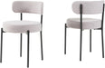 Modern Dining Room Chairs, Mid-Century round Upholstered Boucle Kitchen Dining Chairs with Black Metal Legs (4, Grey)