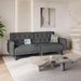 63" Convertible Couch Small Futon Sofa Bed with 2 USB Ports, Reclining Backrest & Removable Armrests, Mid Century Modern Loveseat for Living Room, Apartment, Office, Dark Gray