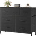 Dresser for Bedroom with 7 Fabric Drawers Storage Organizer Closet Chest Clothes Cabinet Vertical Dresser for Living Room Entryway Hallway,Black