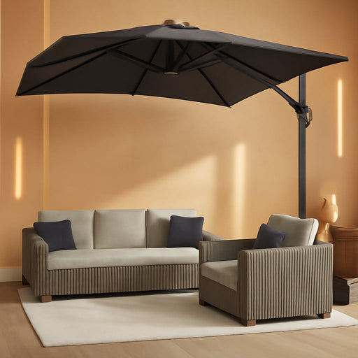 Outdoor Umbrella 8' X 8' Square Premium Sun Protection Grey | Smooth One-Hand Shade Control, Fade Resistant, Premium Aluminum Frame, 5 Tilt to Fit the Sun, Arrives Safe, Built to Last