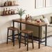 Bar Stools Set of 3, Counter Height Bar Stools, 23.6'' Bar Chairs, Saddle Stools with Footrests, Industrial Barstools for Dining Room, Kitchen, Bar, Rustic Brown and Black BF02MDP301