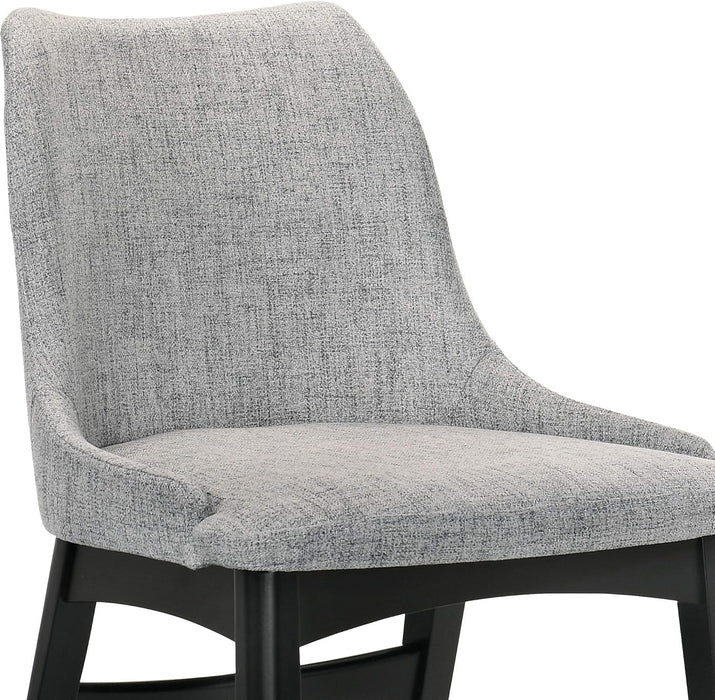 Azalea Fabric Wood Dining Side Chairs-Set of 2, 19" SH, Gray/Black