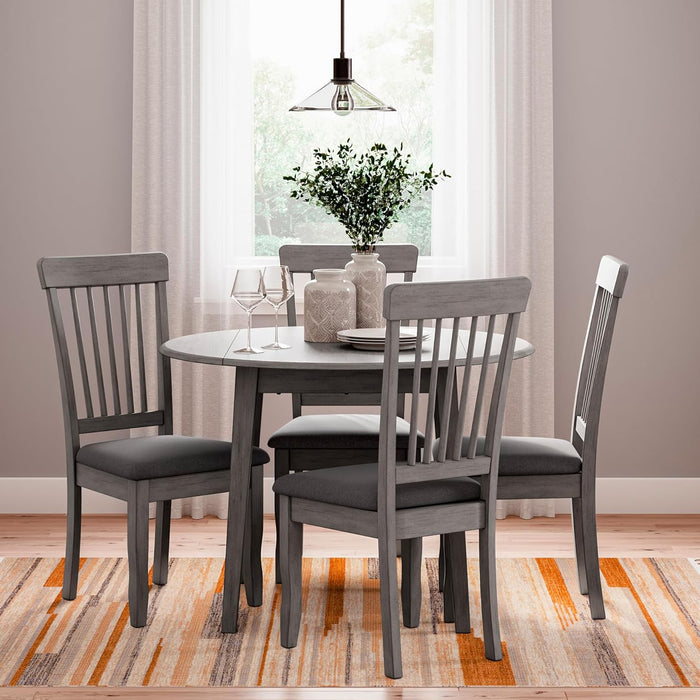 Shullden Casual round Dining Small Drop Leaf Table, Seats up to 4, Gray