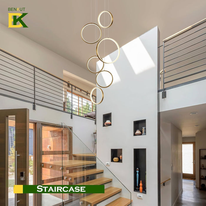 Gold Modern LED Chandelier Dimmable Pendant Luminaire