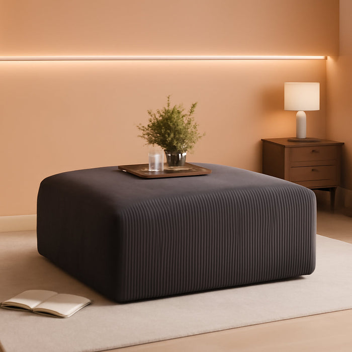 40" Square Stuffed Ottoman Pouf for Sofa Couch, Corduroy Poufs with Foam Chunk Filling, Furry & Fluffy Pouf Foot Stool Movable Ottoman. 40*40 Floor Poufs Foot Rest for Living Room, Grey(1 Piece Set)