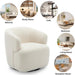 Swivel Accent Chair, Sherpa Teddy Barrel Chair for Living Room, Cozy round Boucle Arm Chair, Metal Base for Club Nursery Bedroom, Beige Cream White