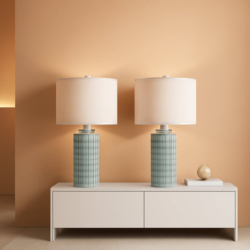 23" Set of 2 Modern Ceramic Table Lamps for Living Room