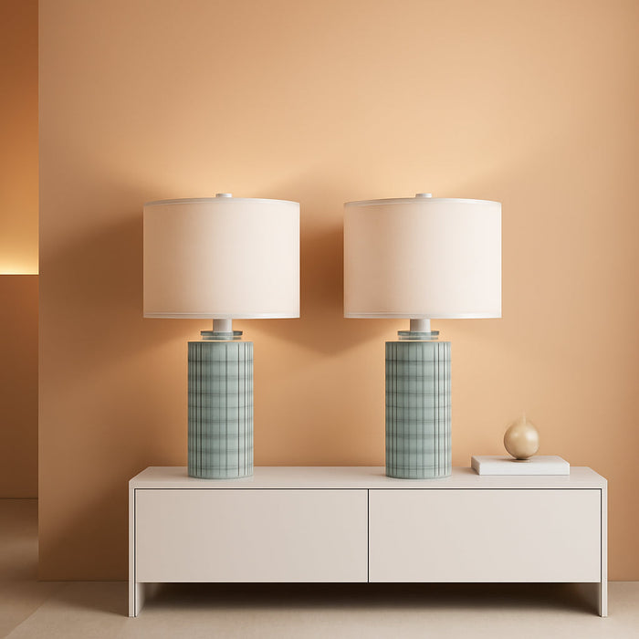 23" Set of 2 Modern Ceramic Table Lamps for Living Room