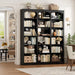 71" Triple Wide Bookshelf, 6 Tier Tall Bookshelf, Large Book Shelf with Curved Baffle, 63.4" Wide Bookcase with 18 Open Display Shelves for Living Room, Study, Black
