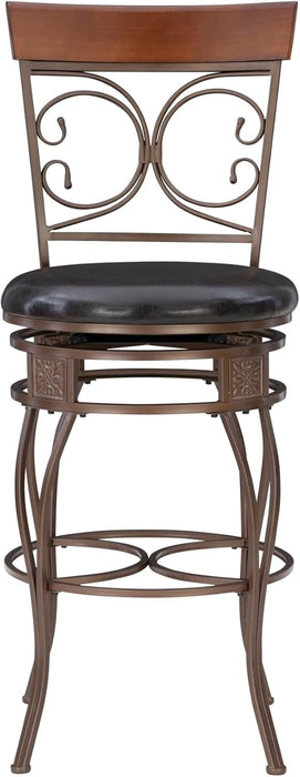 Company Back Scroll  Big and Tall Barstool, Bar Height, Dark Bronze/Brown