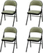 4 Pack Padded Folding Chairs, Cushioned Zuni Fabric Foldable Chair, Black Lace