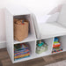 Wooden Bookcase with Reading Nook, Storage and Gray Cushion, White