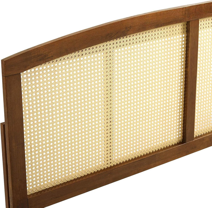 Halcyon Cane Woven Rattan King Headboard in Walnut