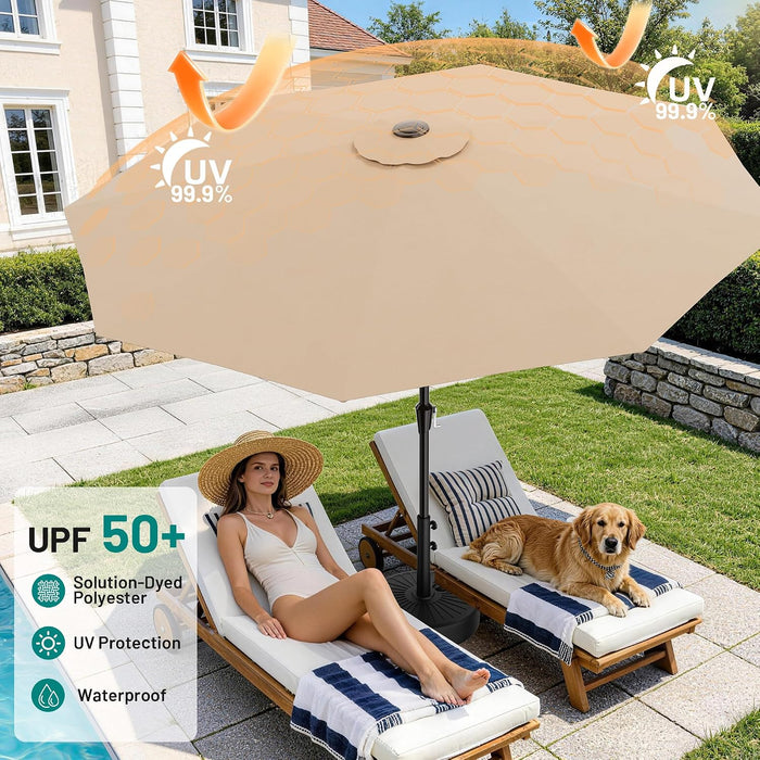 9FT Outdoor Patio Umbrella with Tilt and Crank, Beige