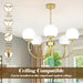 Gold Sputnik Chandelier Pendant Light Frosted Glass