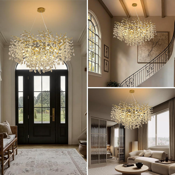 Gold Crystal Chandelier 43 Inch Tree Branch Chandelier 12-Lights