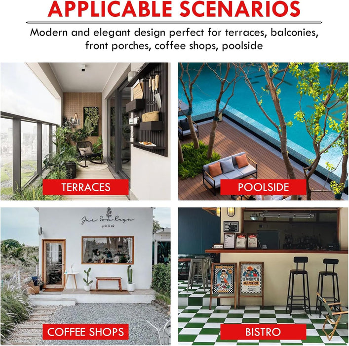 Acapulco Patio Bistro Set 3-Piece Outdoor Furniture Set All-Weather Woven Rope Patio Conversation Set with Glass Top Table and 2 Chairs (White)