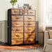 Tall Dressers for Bedroom with Drawer, Dressers for Bedroom, Fabric Dressers & Chests of Drawers for Living Room, Wooden Top, Sturdy Metal Frame, Rustic Brown, 11.8" D X 37" W X 52" H