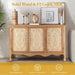 Farmhouse Sideboard Buffet Cabinet with Storage, 49" Solid Wood Credenza Buffet Table Coffee Bar Wine Bar Storage Cabinet with 3 Doors for Dining Room Living Room Hallway, Provence Grain