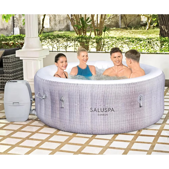 Saluspa Cancun Airjet 2 to 4 Person Inflatable Hot Tub, 71 X 26 Inch round Portable Outdoor Spa with 120 Soothing Jets