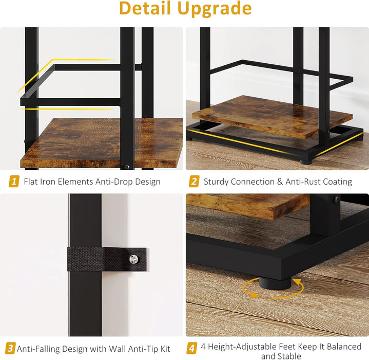 Rustic Brown 5 Tier IndustrialStrength Wood Bookshelf
