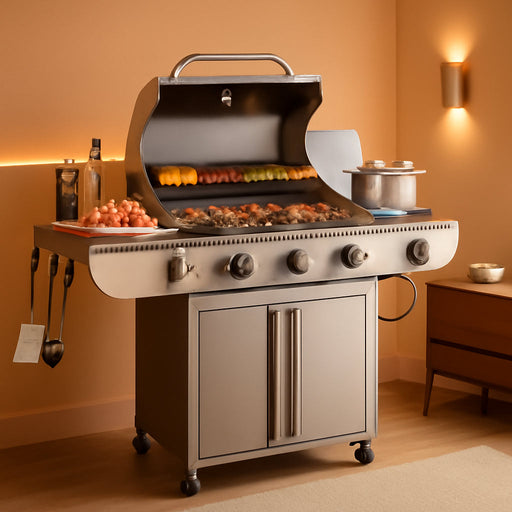 3-Burner Propane Gas Grill with Side Burner – 34,000 BTU Stainless Steel Outdoor BBQ Grill, Cast Iron Grates, Portable with Wheels for Patio, Camping