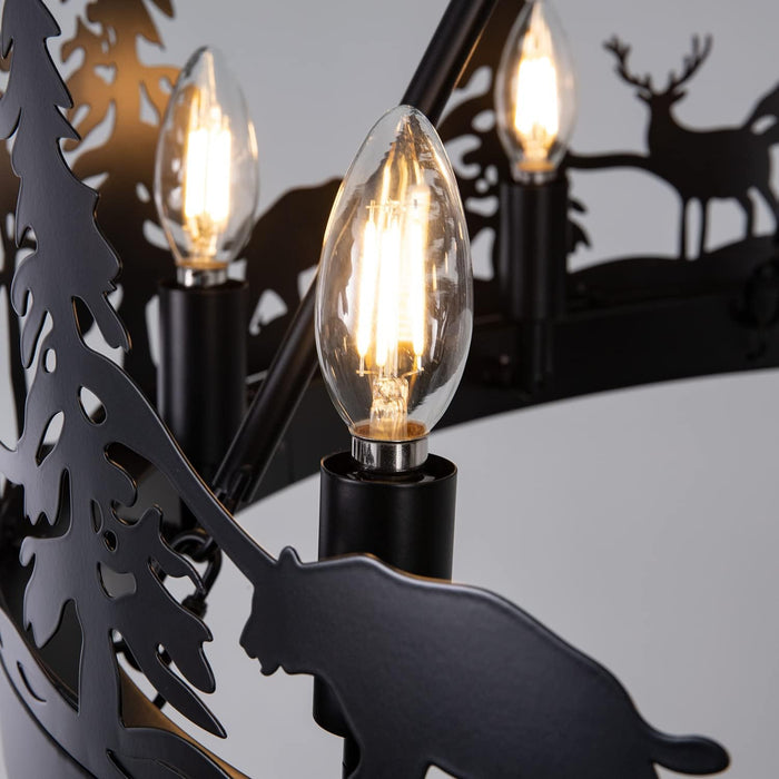 Black Wagon Wheel Chandelier Rustic Farmhouse Light