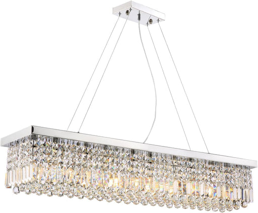 Rectangular Crystal Chandelier 47 Inch Pendant Chrome