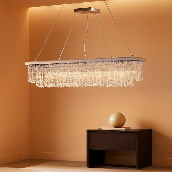 Rectangular Crystal Chandelier 47 Inch Pendant Chrome