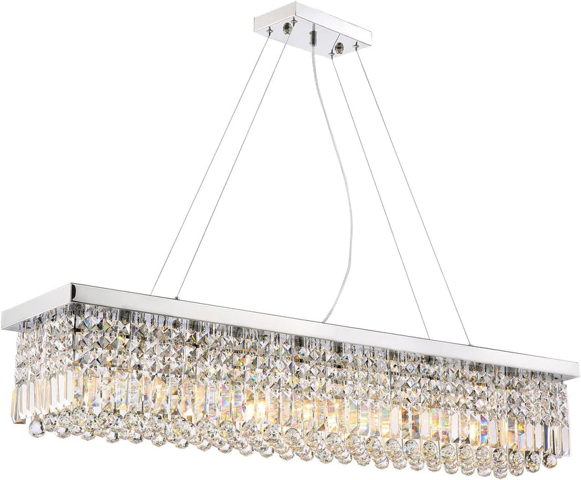 Rectangular Crystal Chandelier 47 Inch Pendant Chrome