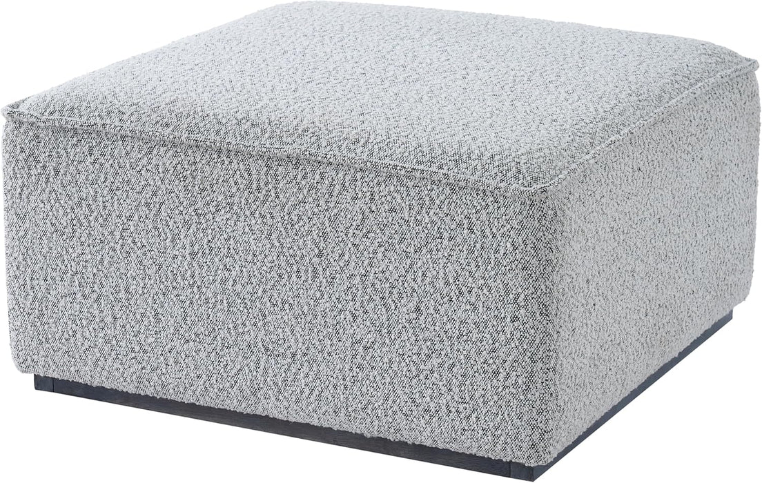 Slate Modern Square Ottoman Coffee Table, Loop Yarn Upholstered Cocktail Ottoman for Living Room Sofa, Entryway Comfortable Footstool, Wooden Sofa Foot Rest, White+Black