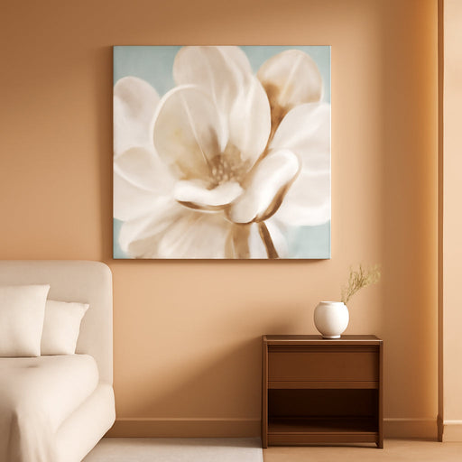 White Magnolia Wall Art Flower Artwork Floral Canvas Painting Vintage Nature Botanical Painting Modern Farmhouse Wall Decor for Bedroom Living Room Bathroom Office 24"X24"