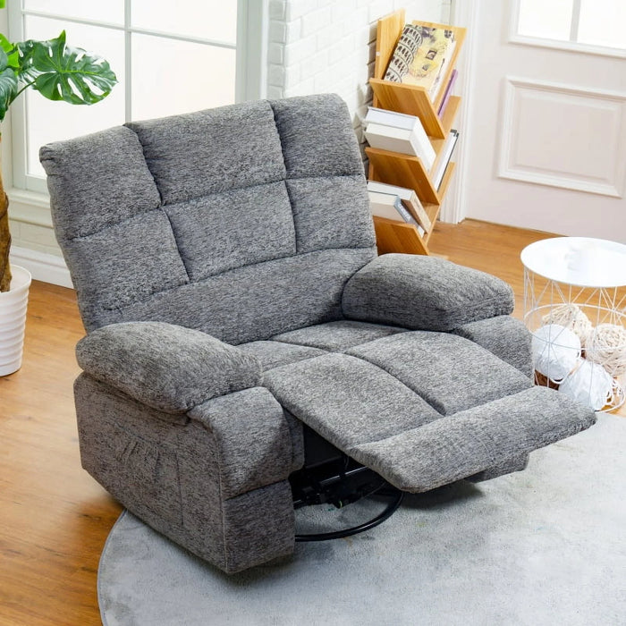 Oversized 360° Swivel Rocking Glider Recliner Chair Massage&Heat Manual Reclining Sofa Large Swivel Rocker Recliner Sofa for Big Man